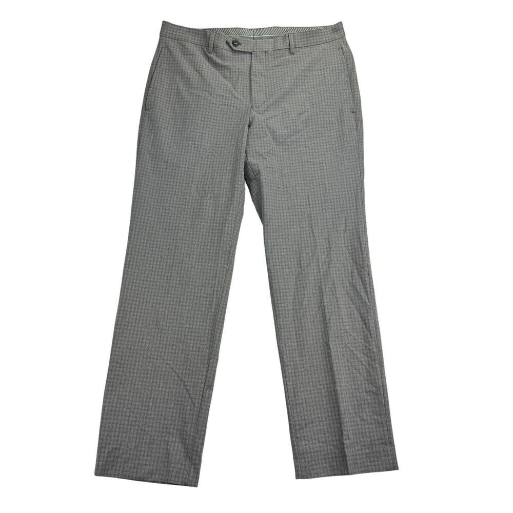 Michael Kors Mens Marvin Classic Fit Plaid Stretch Suit Pants Gray 34x30